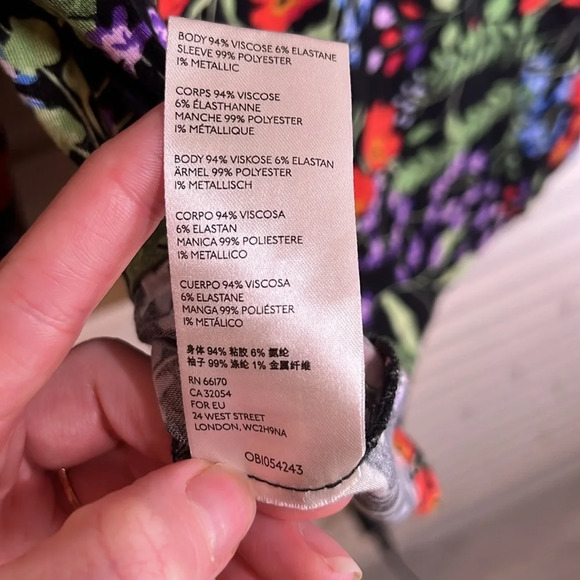 Maeve Black Floral Metallic Mixed Media Balloon Sleeves Top, Women’s Size Small - Picture 9 of 9